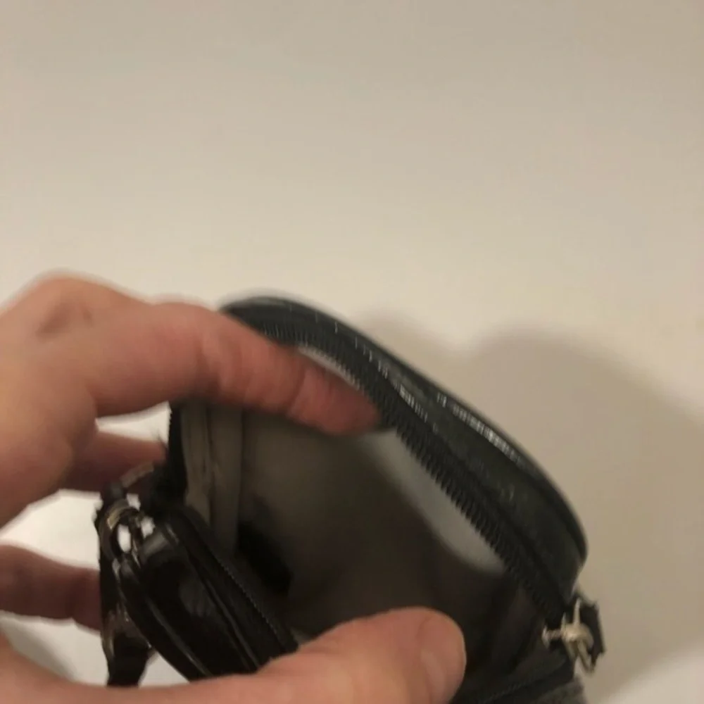 Coach black patent leather wristlet mini bag